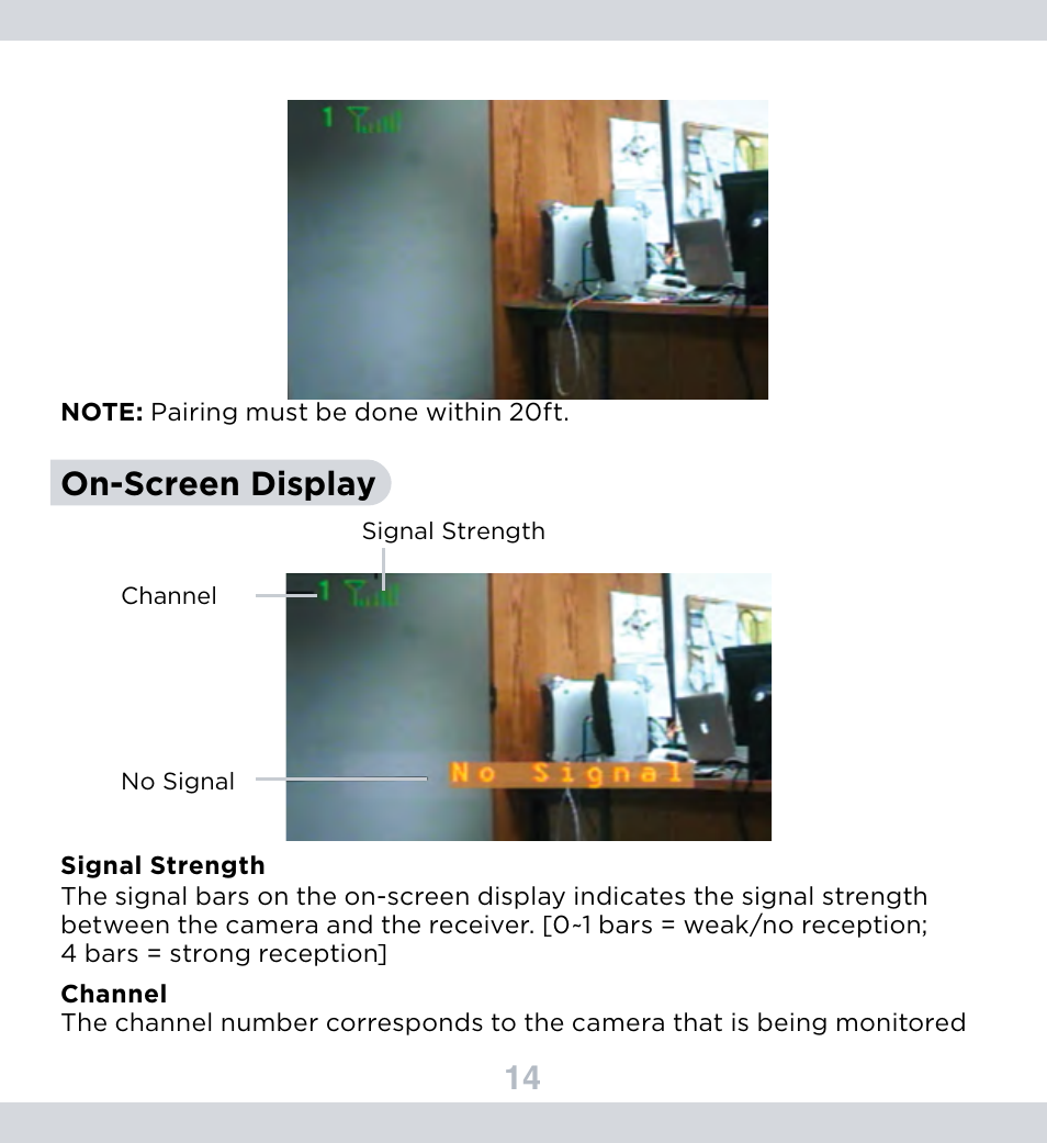 On-screen display | SecurityMan DigiminiAir User Manual | Page 15 / 19