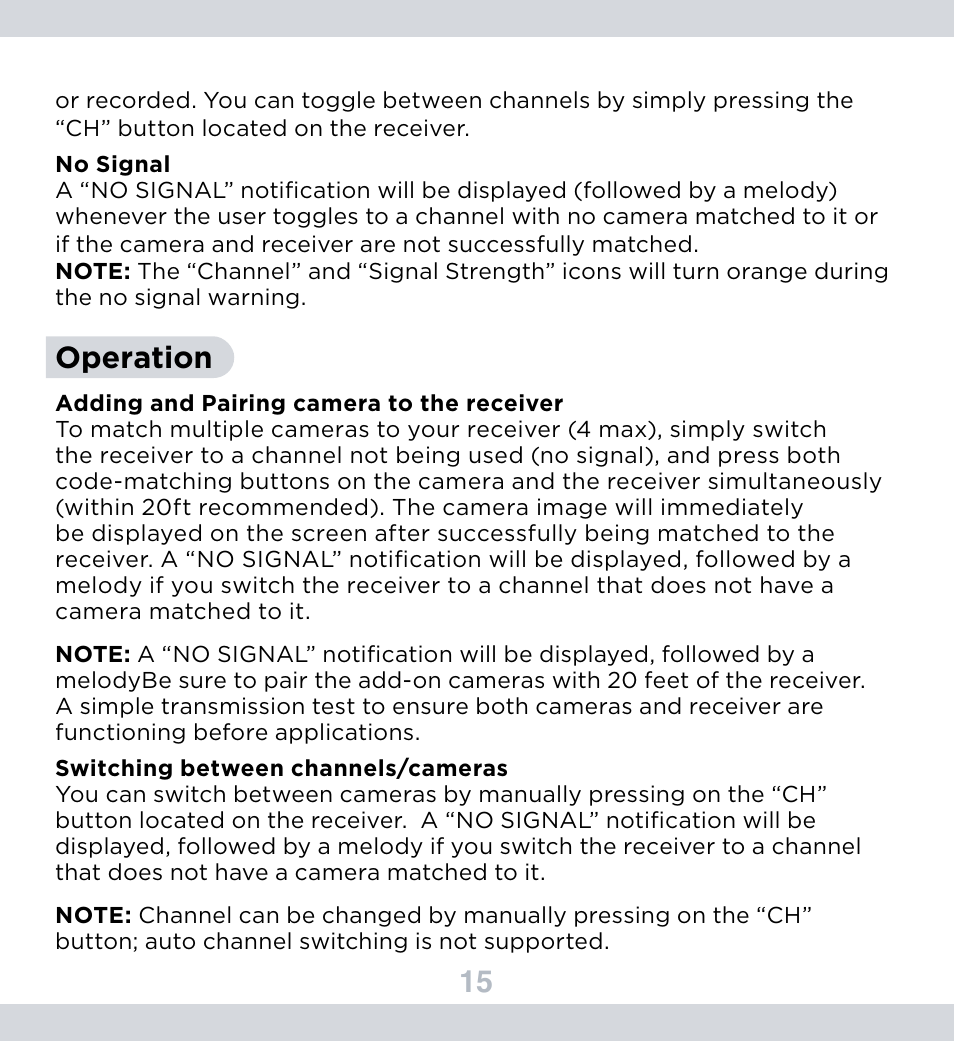 Operation | SecurityMan DigiminiAir User Manual | Page 16 / 19