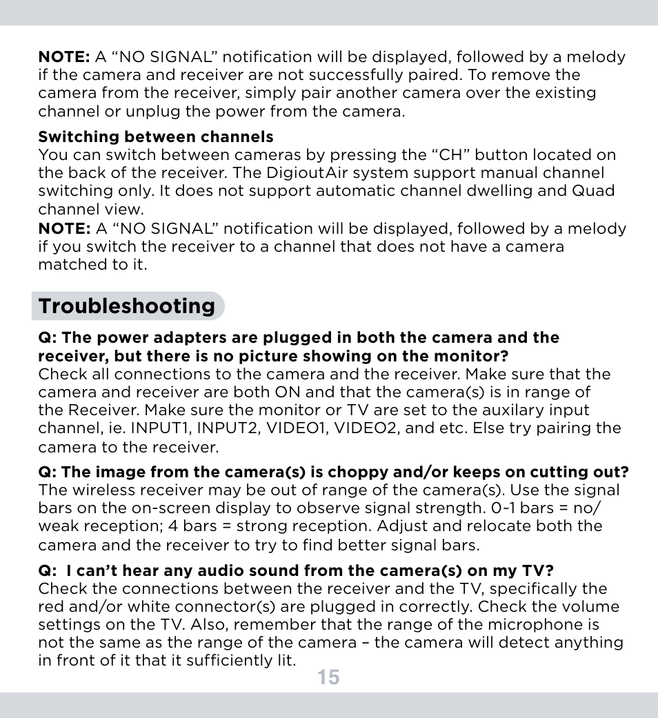 Troubleshooting | SecurityMan DigioutAir User Manual | Page 16 / 17