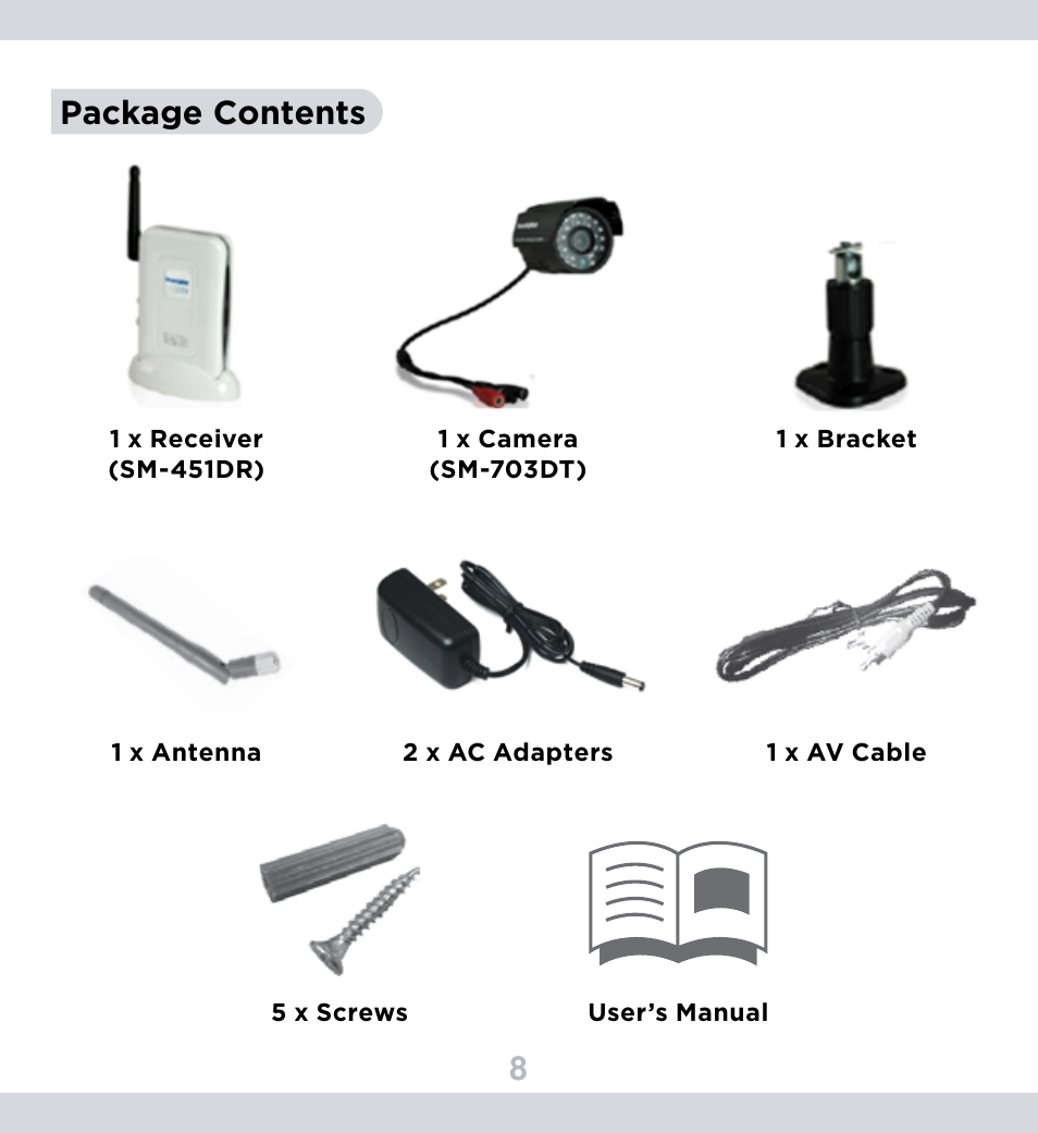 8package contents | SecurityMan DigioutAir User Manual | Page 9 / 17