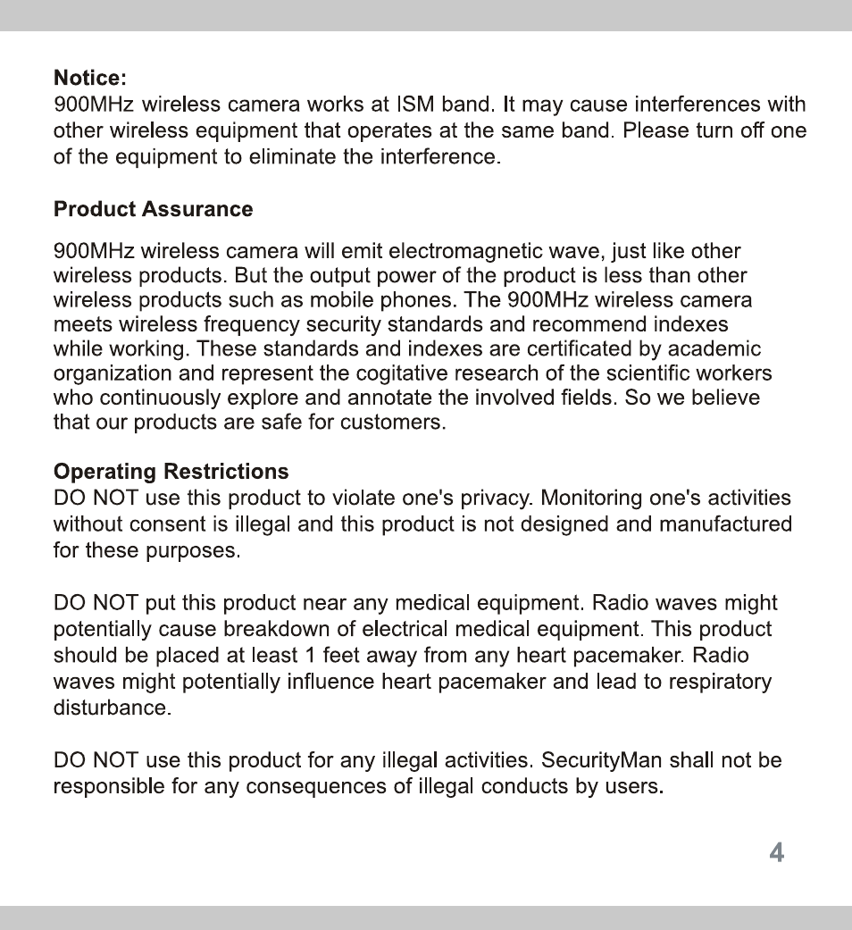 SecurityMan FreeCam2 User Manual | Page 4 / 20