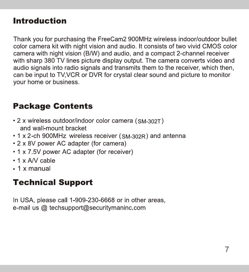 SecurityMan FreeCam2 User Manual | Page 7 / 20