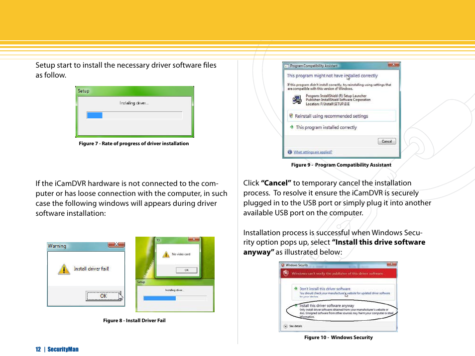 SecurityMan iCamDVR (after Dec. 2011 shipment) User Manual | Page 12 / 106