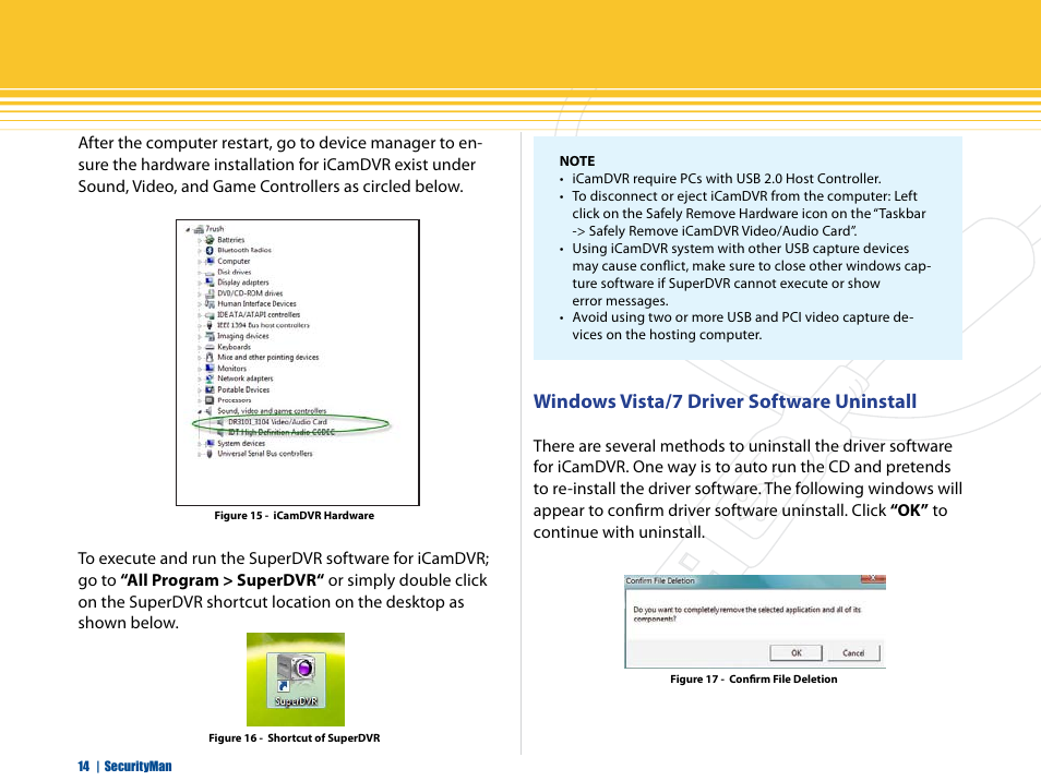 Windows vista/7 driver software uninstall | SecurityMan iCamDVR (after Dec. 2011 shipment) User Manual | Page 14 / 106