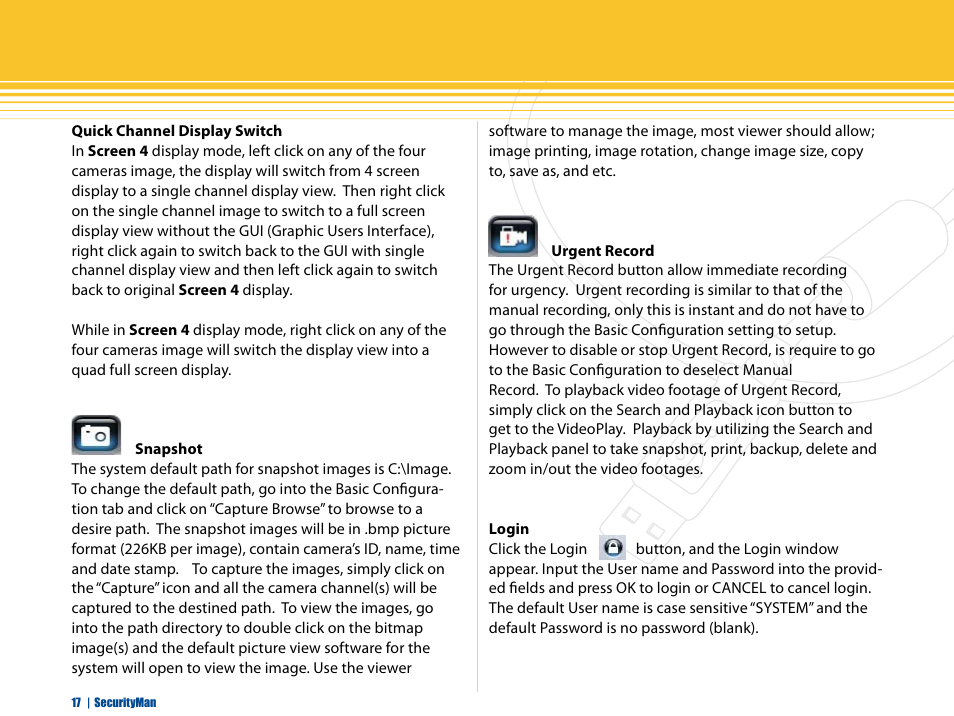 SecurityMan iCamDVR (after Dec. 2011 shipment) User Manual | Page 17 / 106