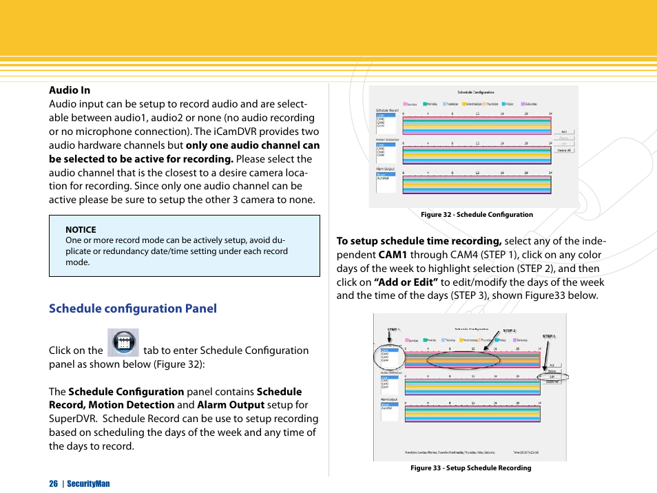 Schedule configuration panel | SecurityMan iCamDVR (after Dec. 2011 shipment) User Manual | Page 26 / 106