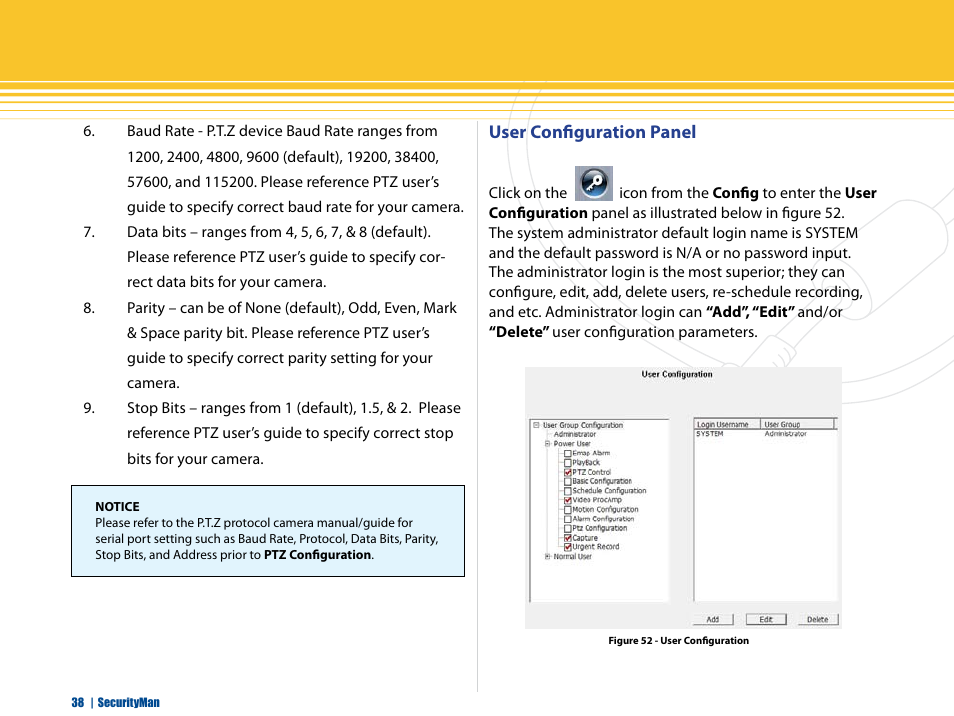 User configuration panel | SecurityMan iCamDVR (after Dec. 2011 shipment) User Manual | Page 38 / 106