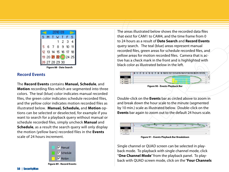 Record events | SecurityMan iCamDVR (after Dec. 2011 shipment) User Manual | Page 58 / 106