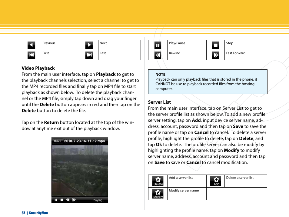 SecurityMan iCamDVR (after Dec. 2011 shipment) User Manual | Page 67 / 106