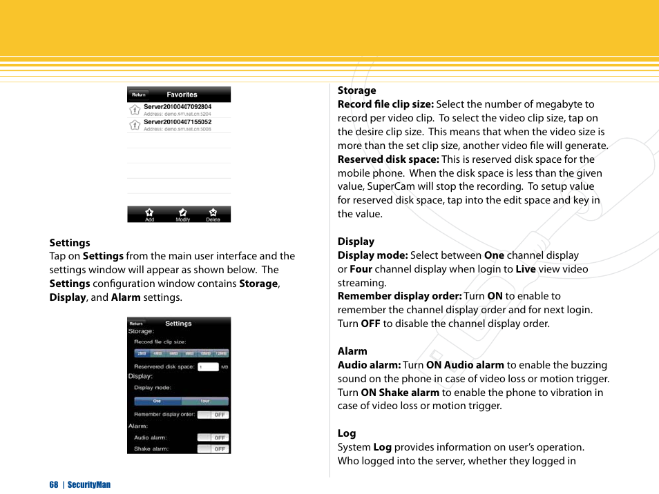 SecurityMan iCamDVR (after Dec. 2011 shipment) User Manual | Page 68 / 106