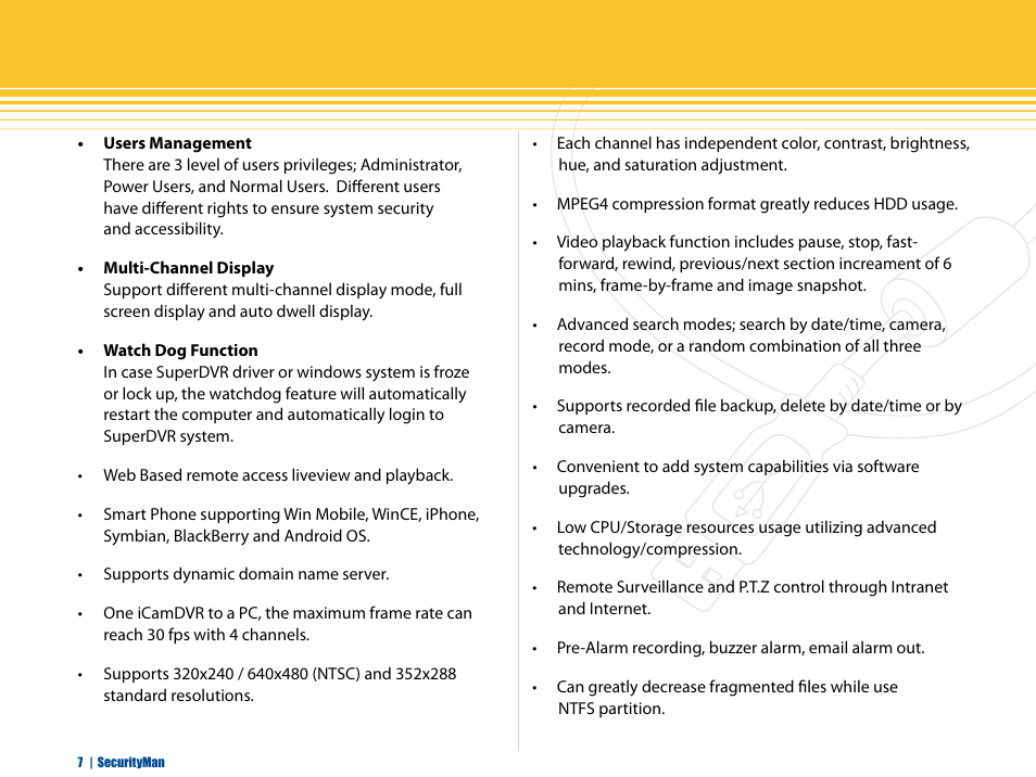 SecurityMan iCamDVR (after Dec. 2011 shipment) User Manual | Page 7 / 106