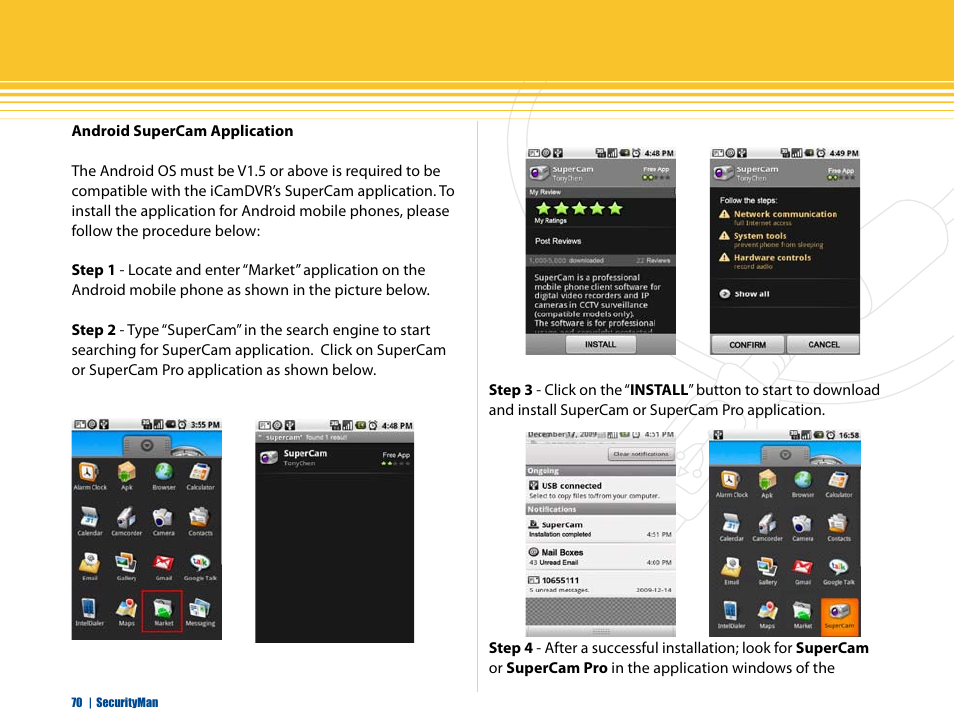 SecurityMan iCamDVR (after Dec. 2011 shipment) User Manual | Page 70 / 106