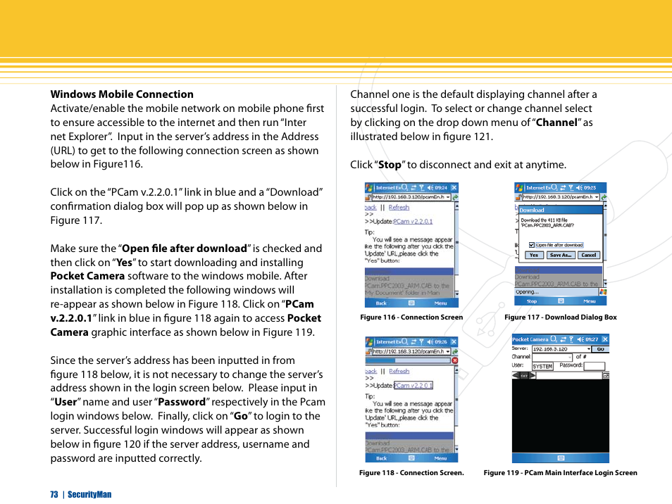 SecurityMan iCamDVR (after Dec. 2011 shipment) User Manual | Page 73 / 106