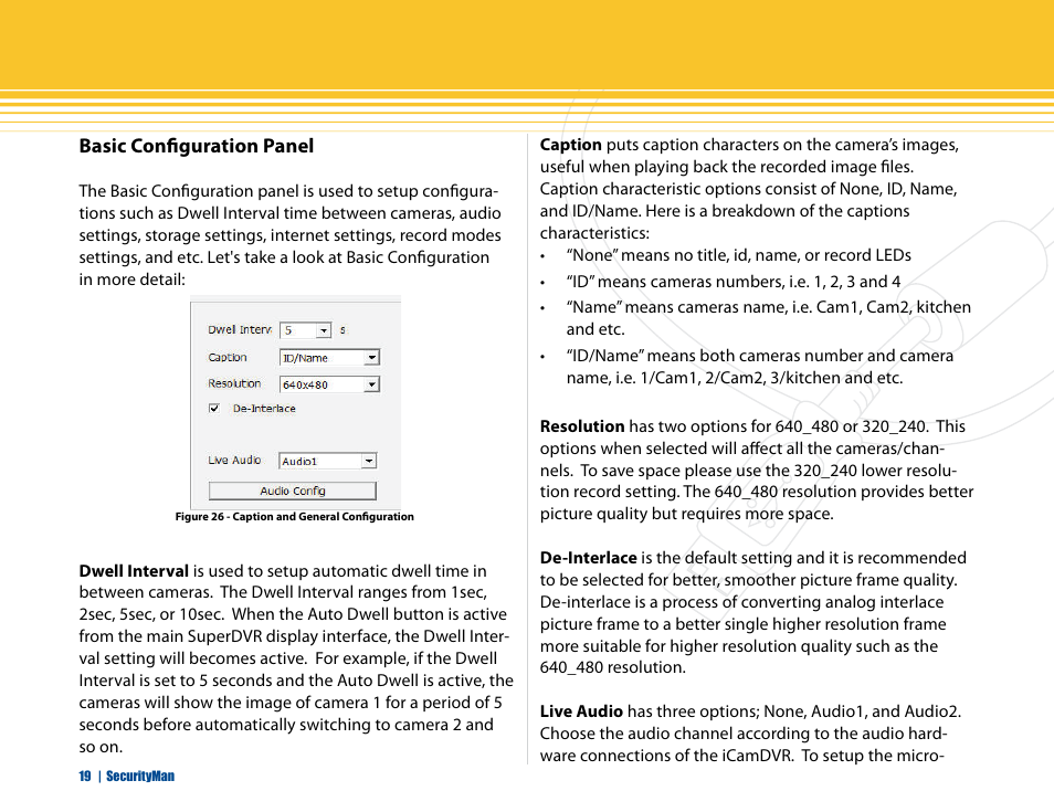 Basic configuration panel | SecurityMan iCamDVR (early 2008 shipment) User Manual | Page 20 / 83