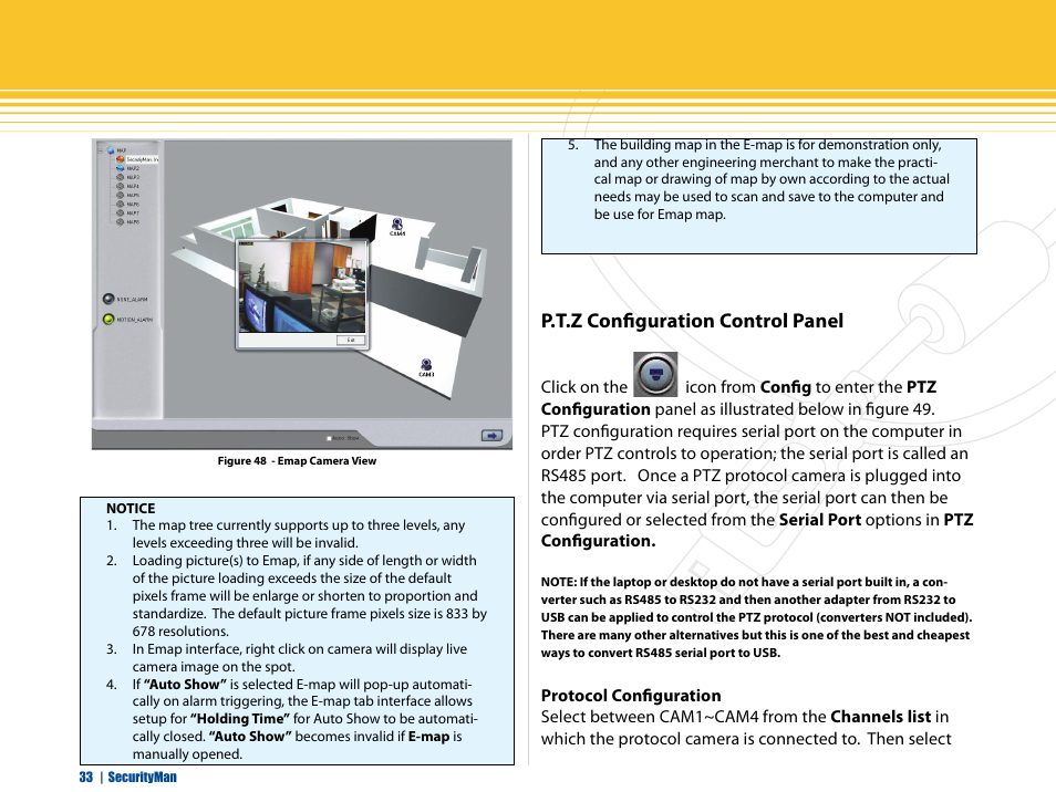 P.t.z configuration control panel | SecurityMan iCamDVR (early 2008 shipment) User Manual | Page 34 / 83