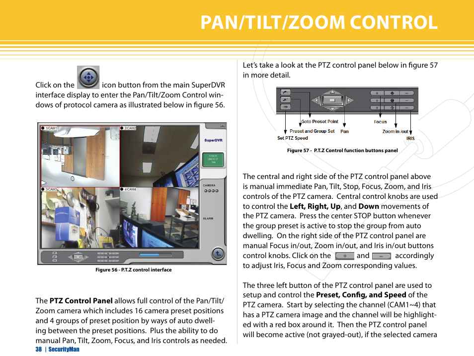 Pan/tilt/zoom control | SecurityMan iCamDVR (early 2008 shipment) User Manual | Page 39 / 83