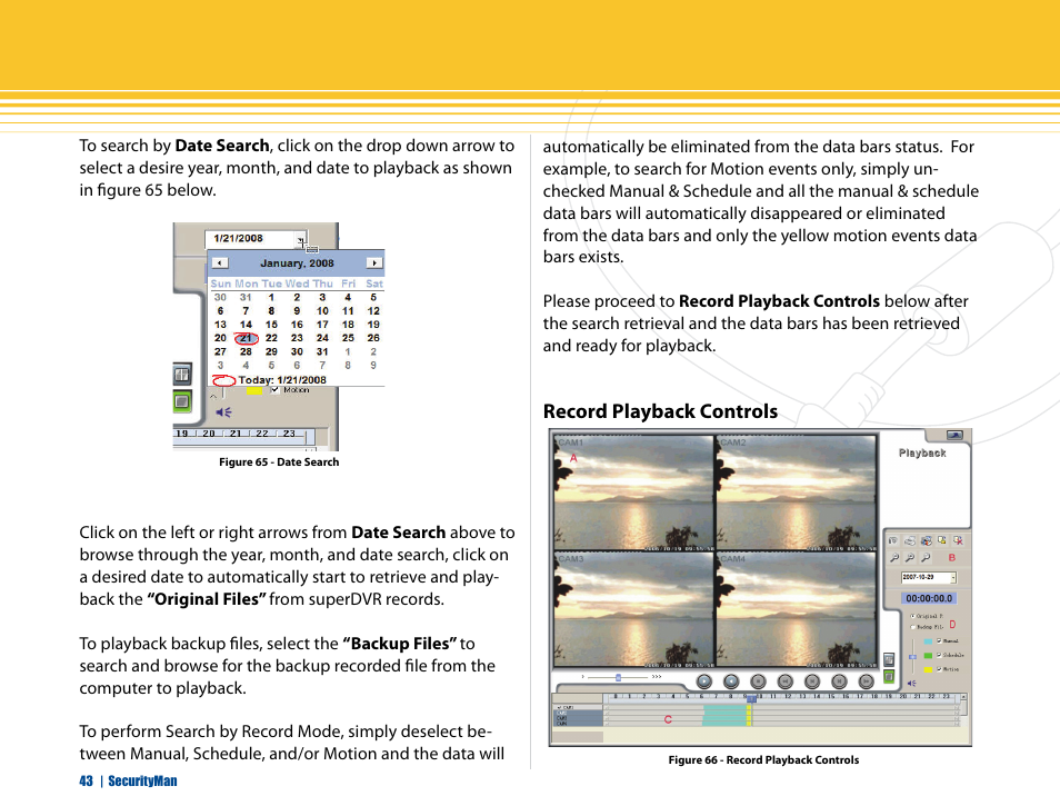 Record playback control, Record playback controls | SecurityMan iCamDVR (early 2008 shipment) User Manual | Page 44 / 83