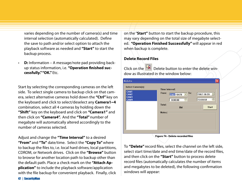 Delete record files | SecurityMan iCamDVR (early 2008 shipment) User Manual | Page 48 / 83