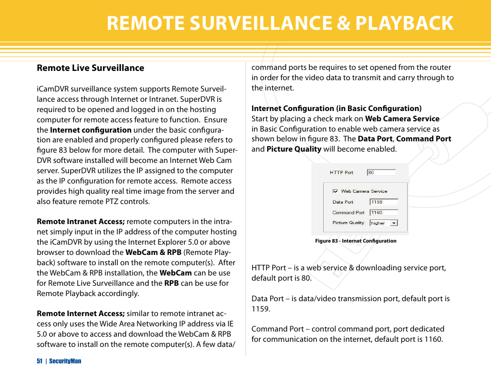 Remote surveillance and playback, Remote live surveillance, Remote surveillance & playback | SecurityMan iCamDVR (early 2008 shipment) User Manual | Page 52 / 83