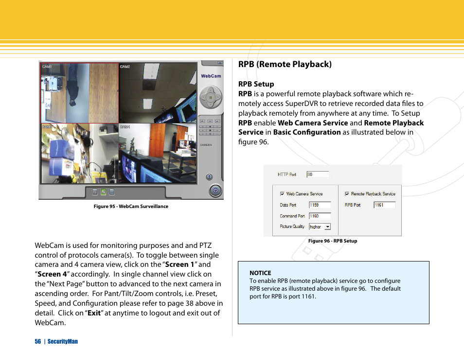 Rpb (remote playback), Rpb setup | SecurityMan iCamDVR (early 2008 shipment) User Manual | Page 57 / 83