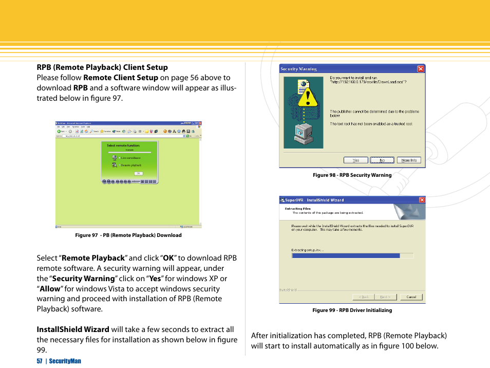 Rpb (remote playback) client setup | SecurityMan iCamDVR (early 2008 shipment) User Manual | Page 58 / 83