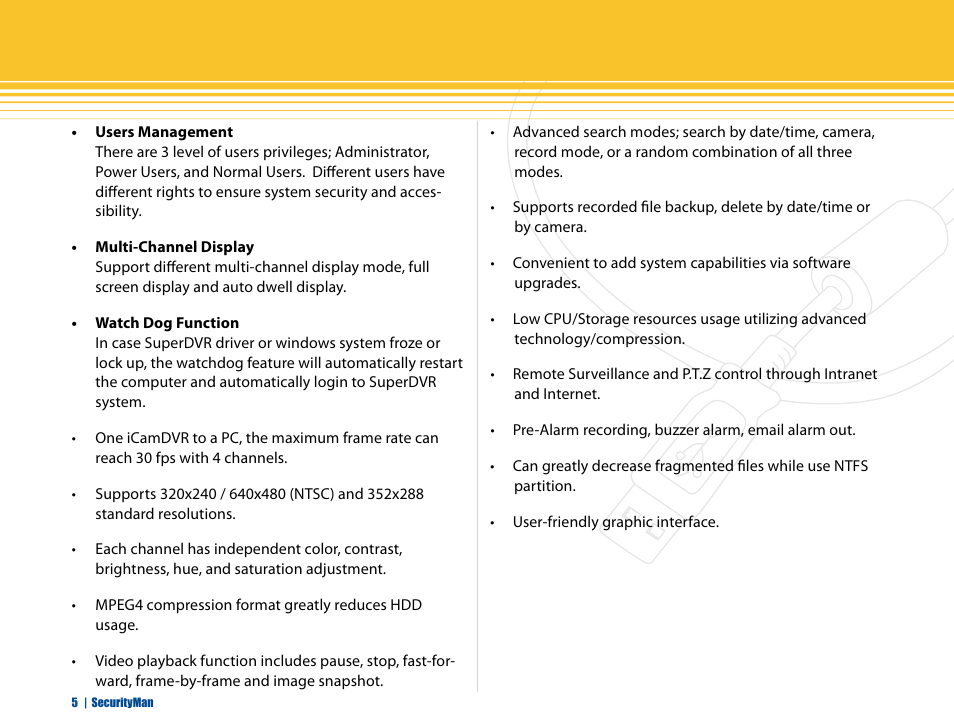 SecurityMan iCamDVR (early 2008 shipment) User Manual | Page 6 / 83