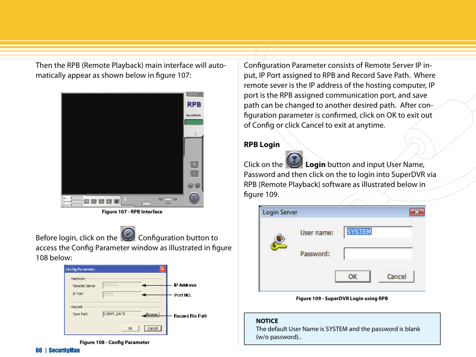 Rpb login | SecurityMan iCamDVR (early 2008 shipment) User Manual | Page 61 / 83