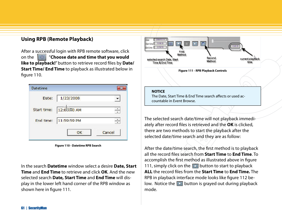 Using rpb (remote playback) | SecurityMan iCamDVR (early 2008 shipment) User Manual | Page 62 / 83