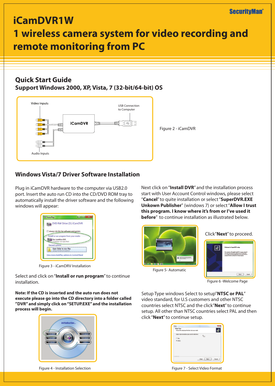 SecurityMan iCamDVR1W User Manual | 4 pages