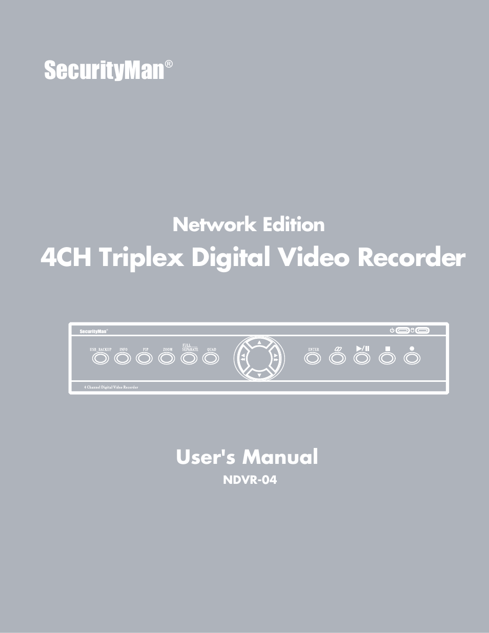SecurityMan NDVR-04 User Manual | 35 pages