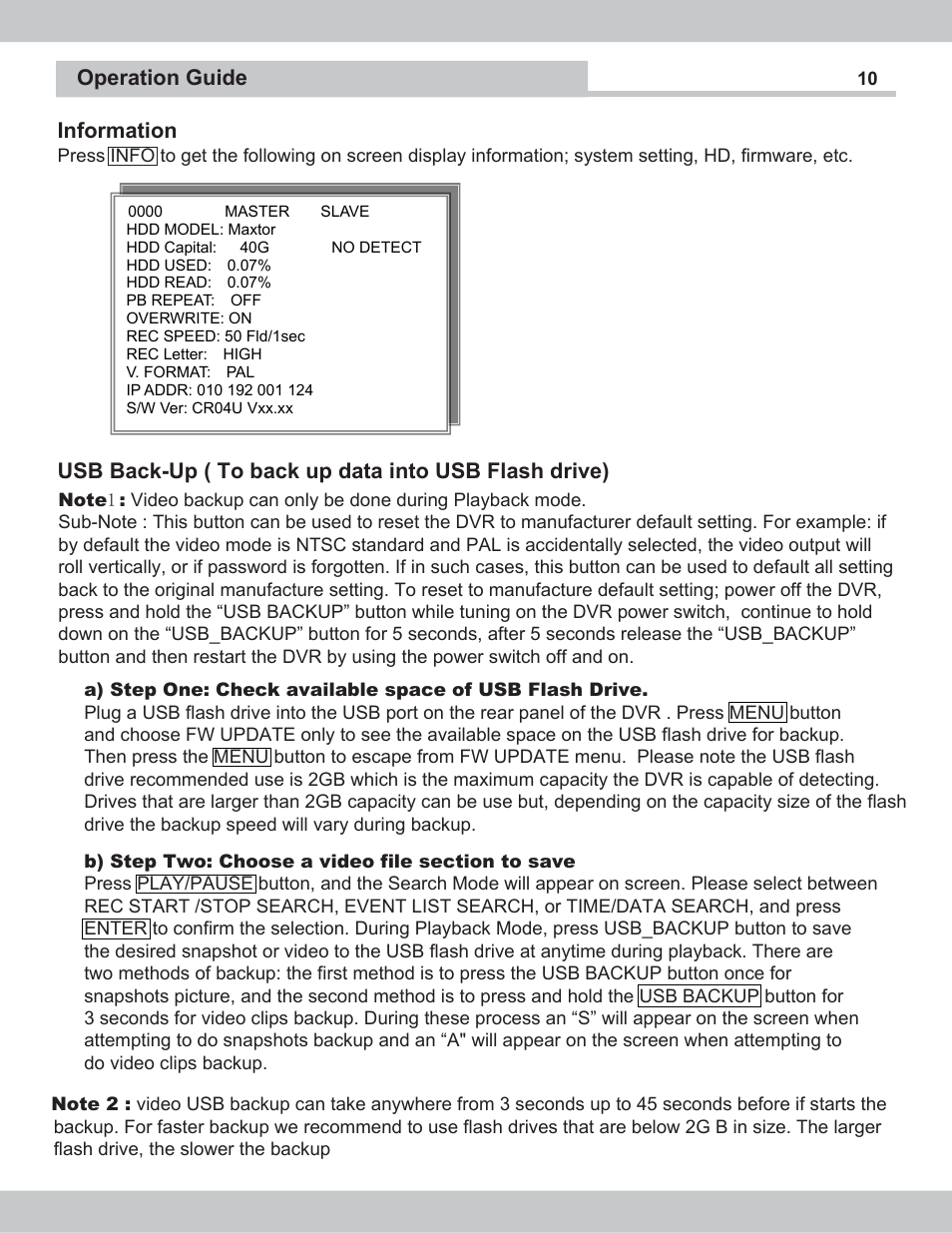 Information, Operation guide | SecurityMan NDVR-04 User Manual | Page 10 / 35