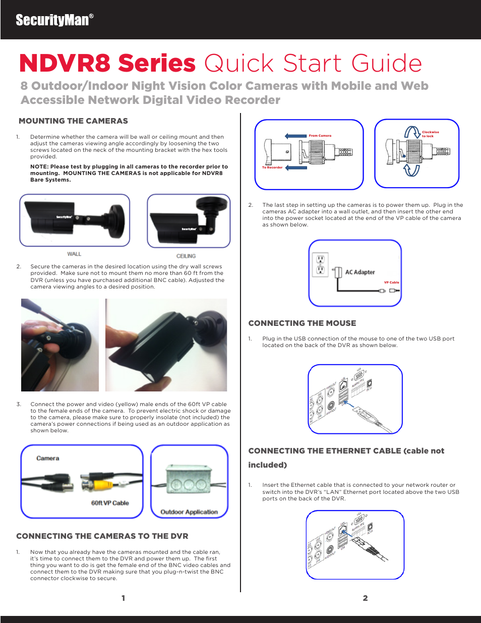 SecurityMan NDVR8 Series - Quick Start Guide User Manual | 6 pages