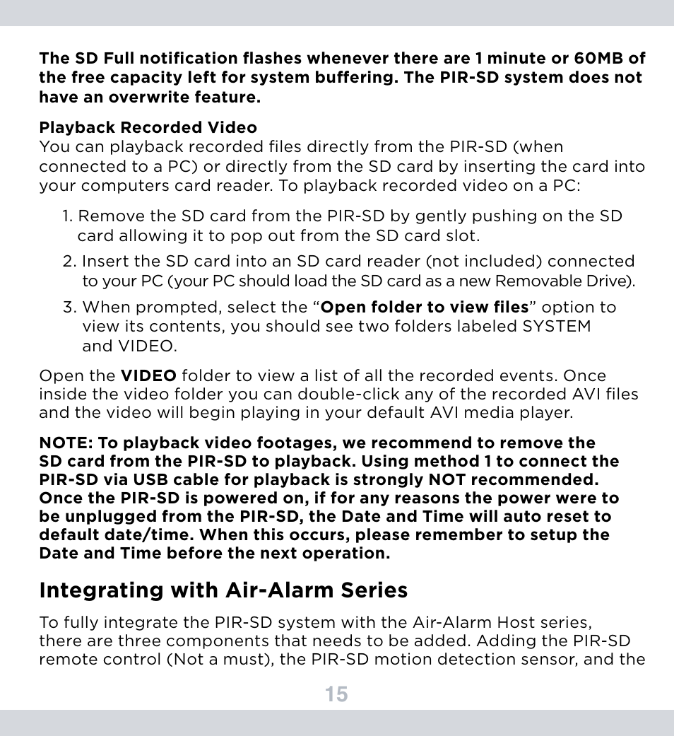 Integrating with air-alarm series | SecurityMan PIR-SD User Manual | Page 19 / 24