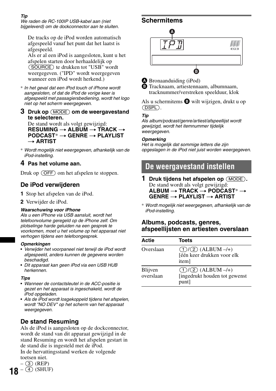 Schermitems, De weergavestand instellen | Sony CDX-GT640UI User Manual | Page 128 / 140