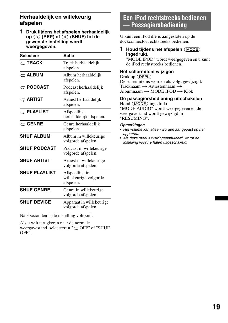 Herhaaldelijk en willekeurig afspelen | Sony CDX-GT640UI User Manual | Page 129 / 140