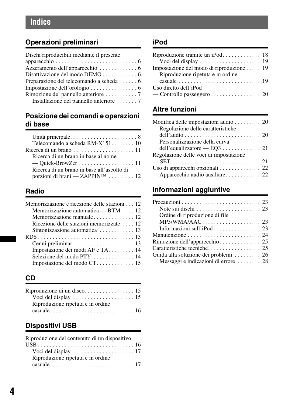 Indice | Sony CDX-GT640UI User Manual | Page 86 / 140