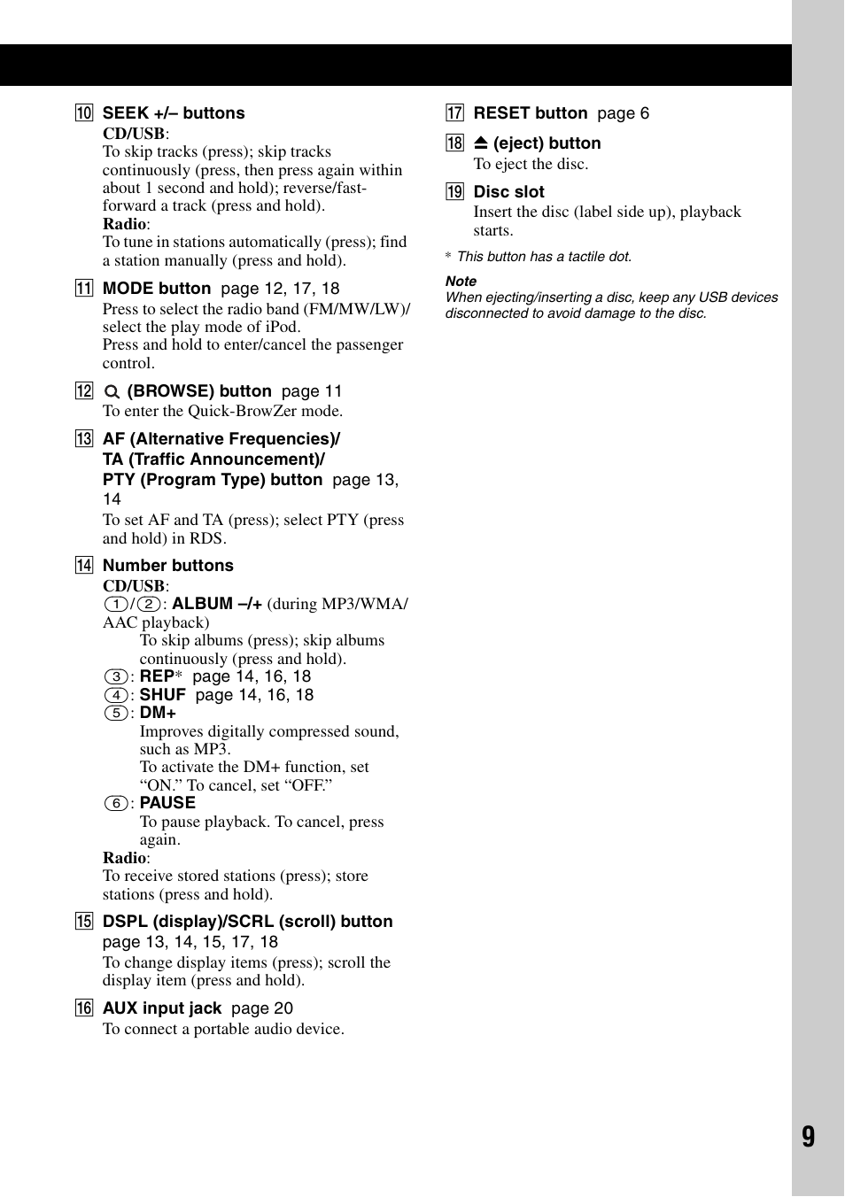 Sony CDX-GT640UI User Manual | Page 9 / 140