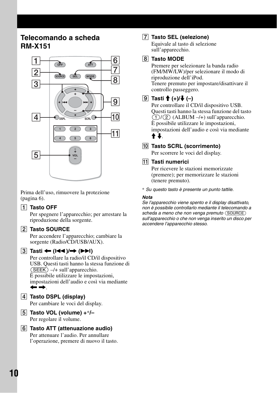 Telecomando a scheda rm-x151 | Sony CDX-GT640UI User Manual | Page 92 / 140