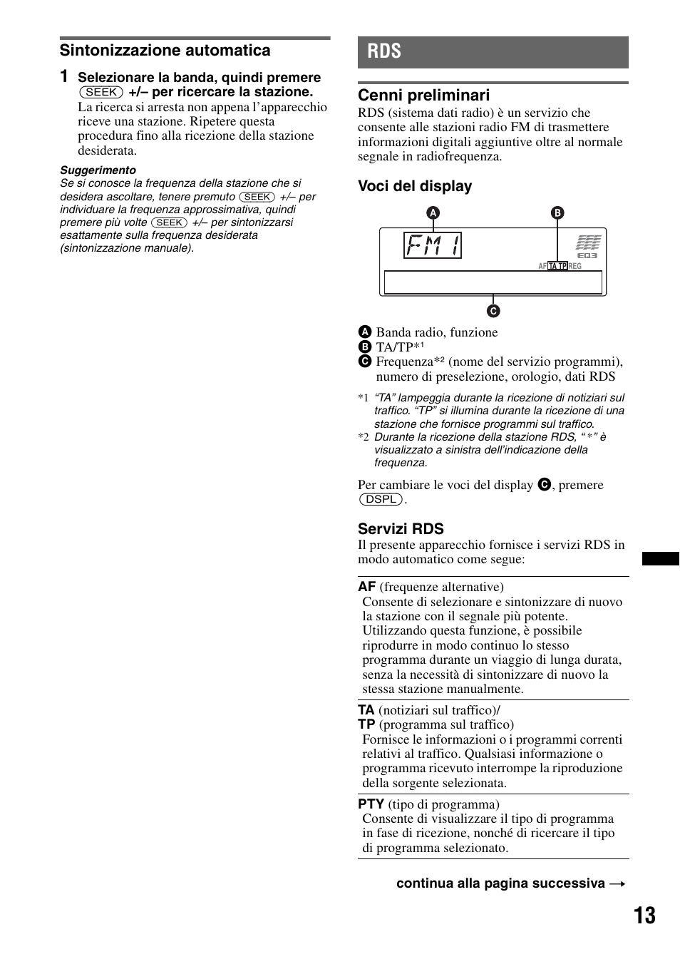 Sintonizzazione automatica, Cenni preliminari | Sony CDX-GT640UI User Manual | Page 95 / 140