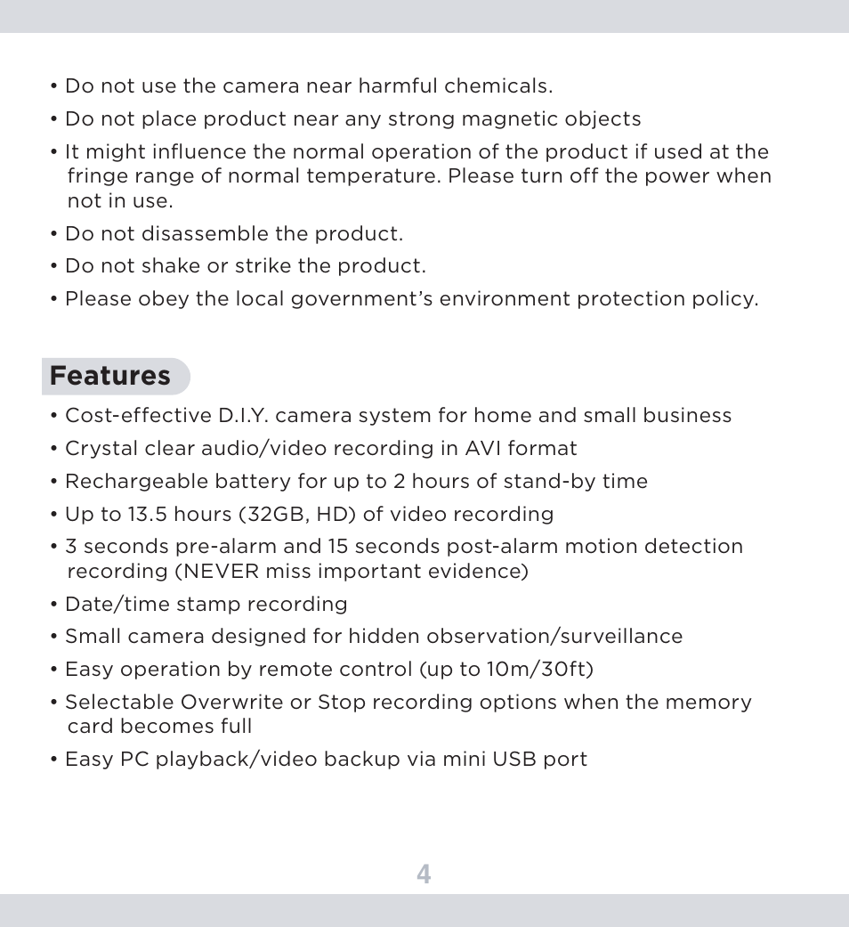 Features | SecurityMan SmartCamDVR - User manual User Manual | Page 8 / 42