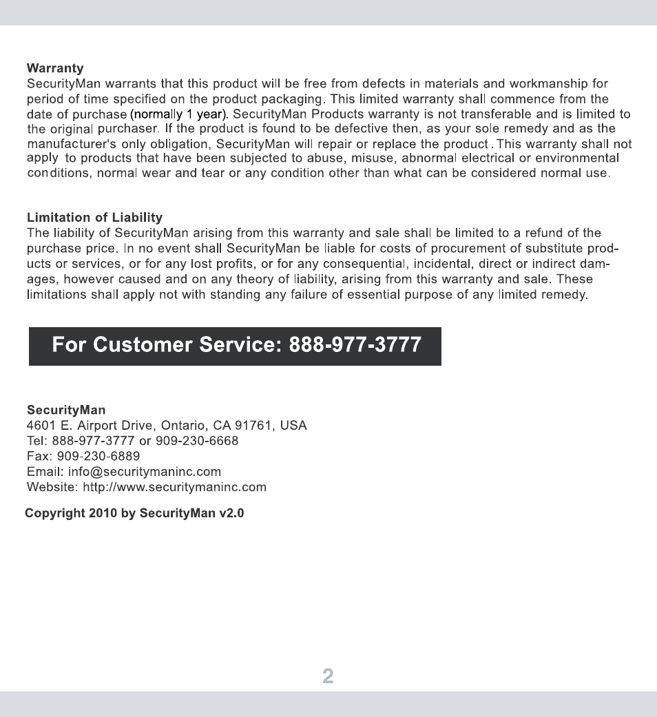 SecurityMan FlashDVR User Manual | Page 3 / 27