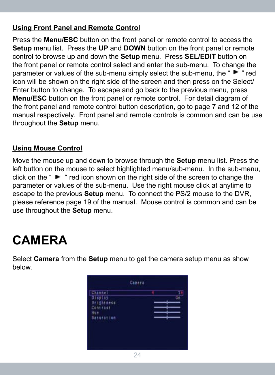 Camera | SecurityMan LCDDVR4 User Manual | Page 30 / 78