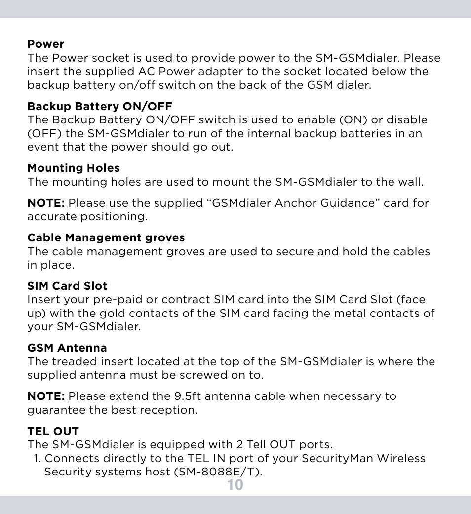 SecurityMan SM-GSMDialer User Manual | Page 11 / 17