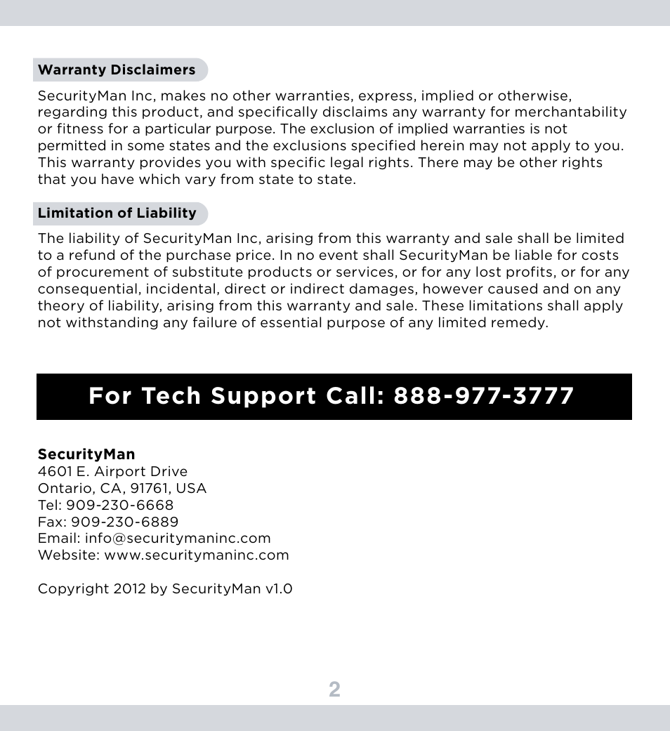 SecurityMan SM-GSMDialer User Manual | Page 3 / 17