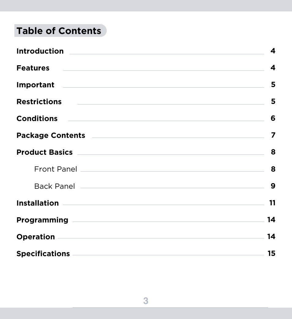 3table of contents | SecurityMan SM-GSMDialer User Manual | Page 4 / 17