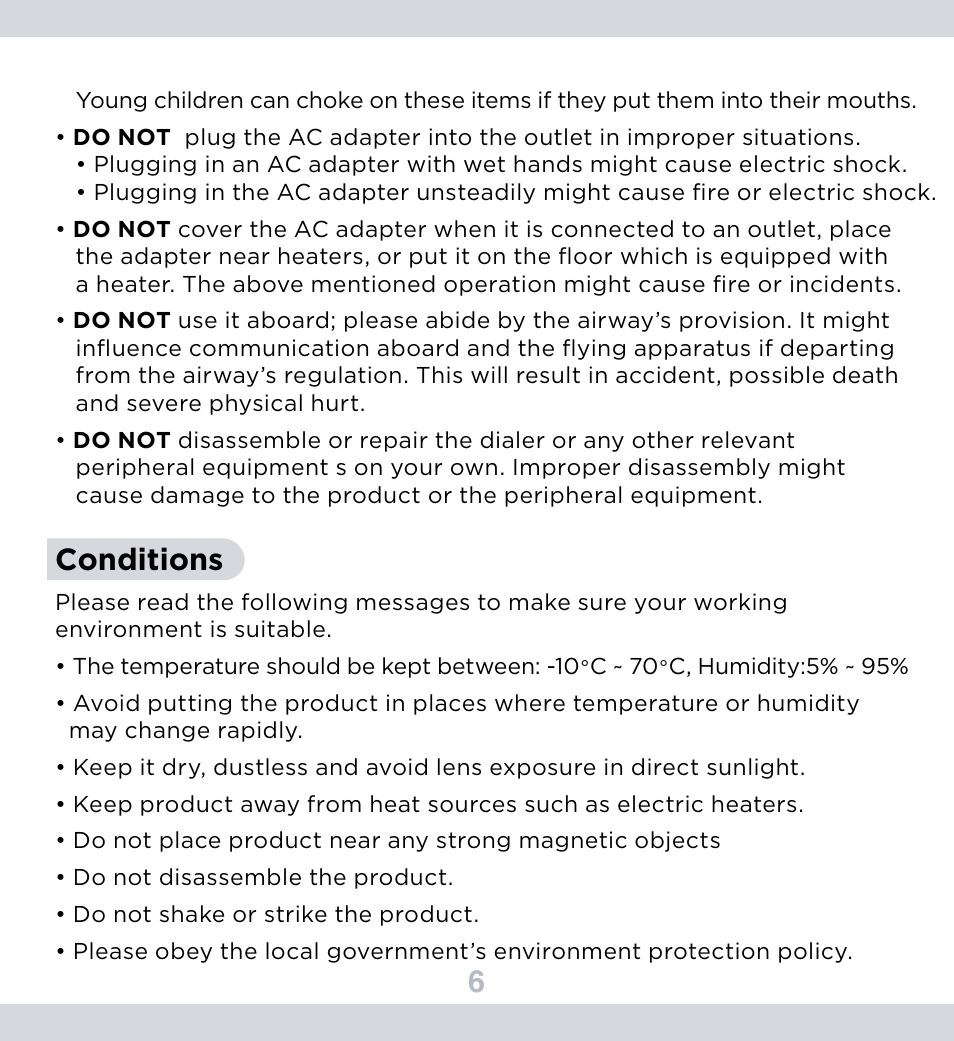 Conditions | SecurityMan SM-GSMDialer User Manual | Page 7 / 17