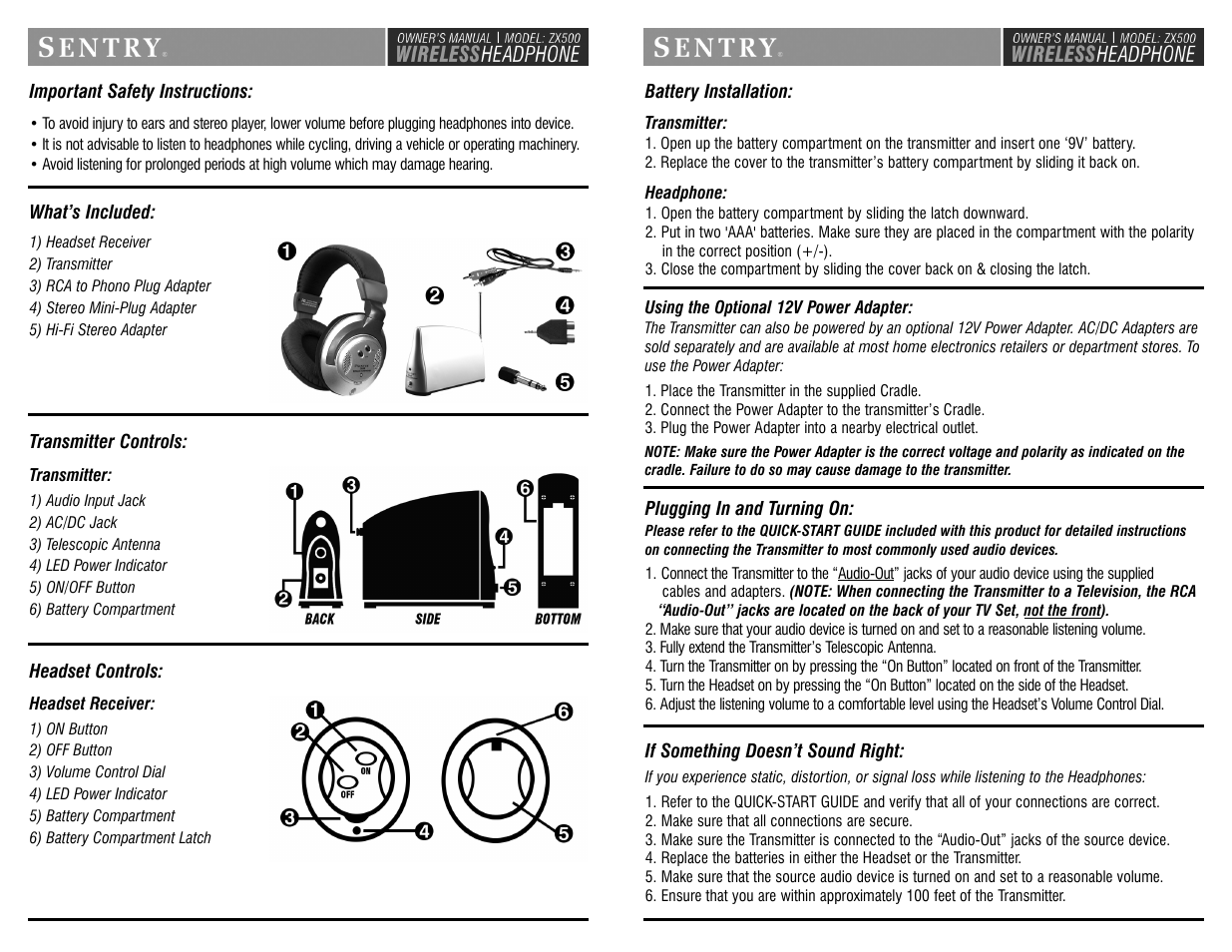 Sentry Industries ZX500 User Manual | Page 2 / 3