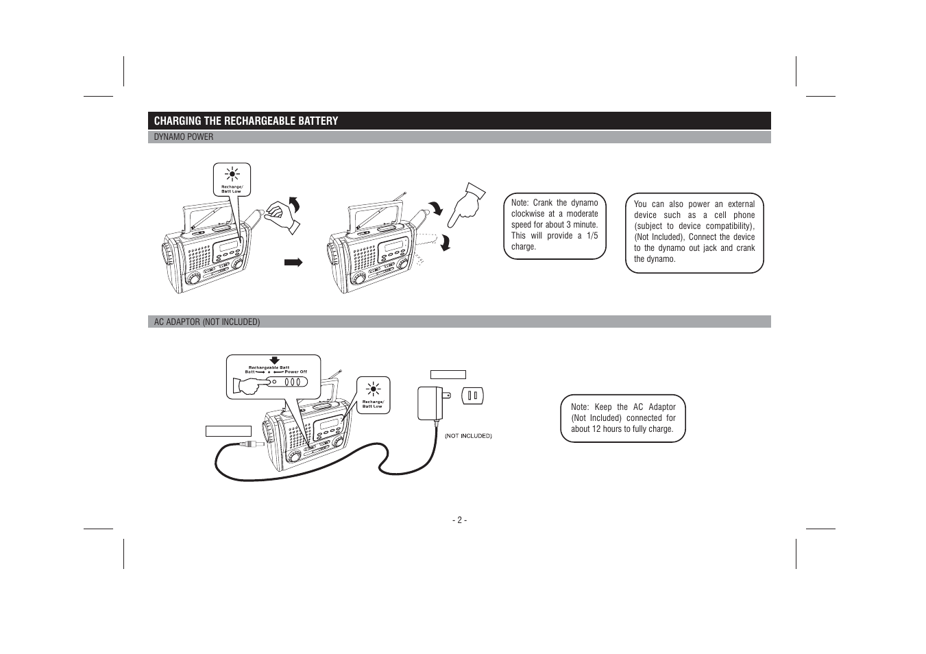 Charging the rechargeable battery | Sentry Industries PR911 User Manual | Page 5 / 13