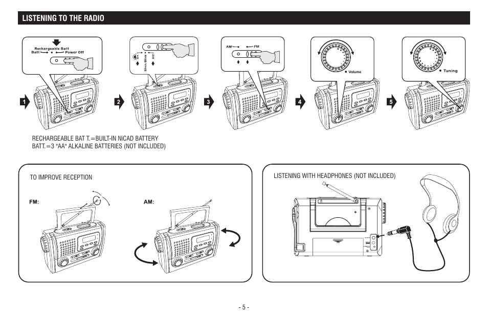 Listening to the radio | Sentry Industries PR911 User Manual | Page 8 / 13