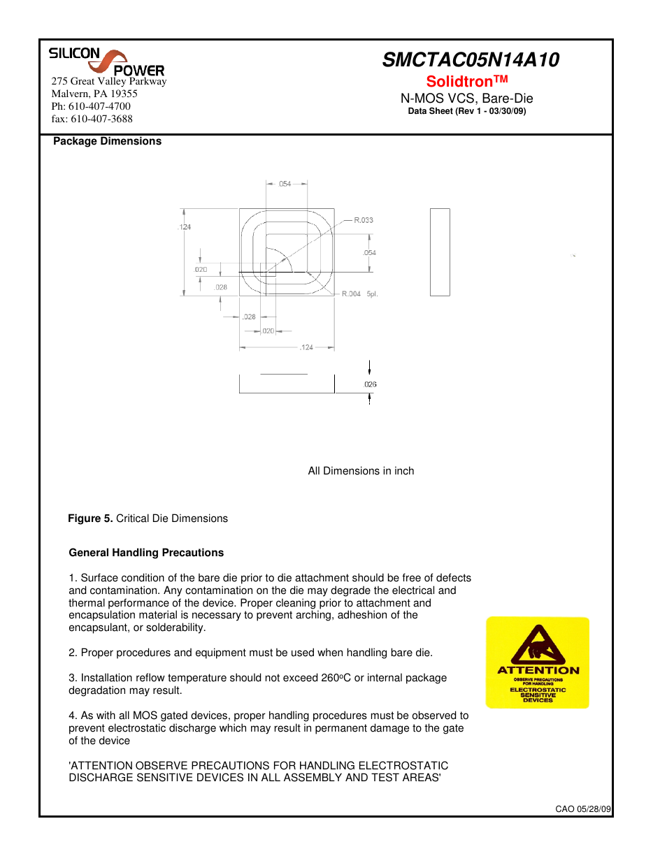 Solidtron | Silicon Power SMCT AC 05N14_N-MOS VCS, Bare-Die User Manual | Page 4 / 5